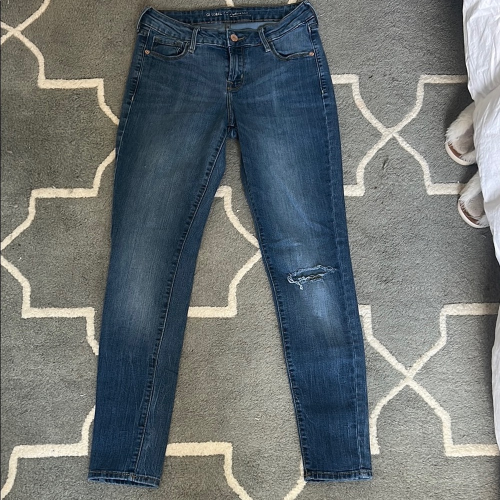 Old Navy Blue Skinny Jeans with Distressed Knee